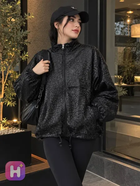 کت چرم طرح دار زنانه — تصویر ۲