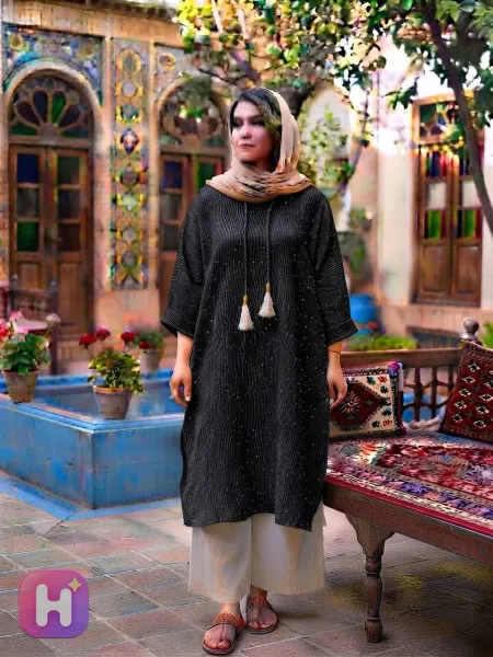 تونیک سنتی منگوله‌دار زنانه مدل ترمه