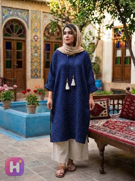 تونیک سنتی منگولهدار زنانه مدل ترمه — تصویر ۳