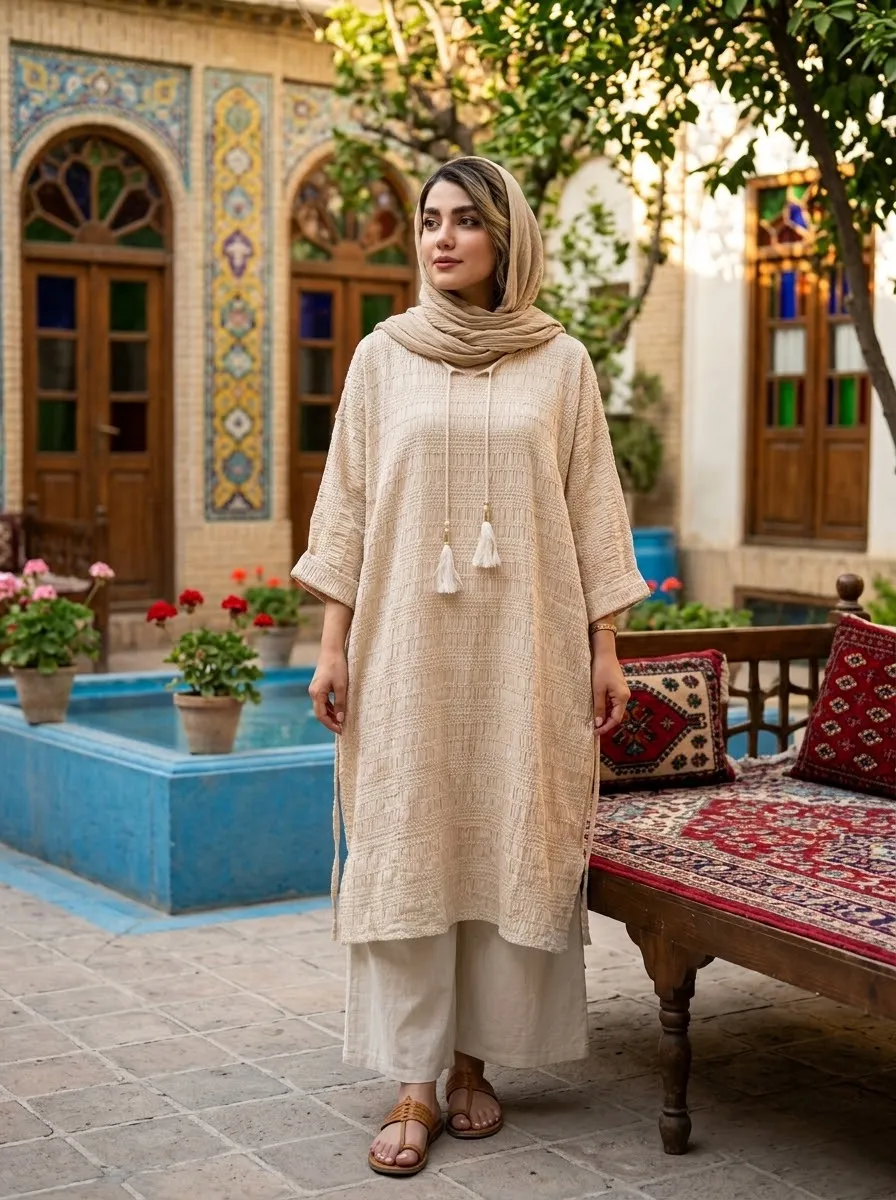 تونیک سنتی منگولهدار زنانه مدل ترمه — تصویر ۵