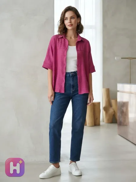 شومیز بیسیک پاییزه فری سایز — تصویر ۳